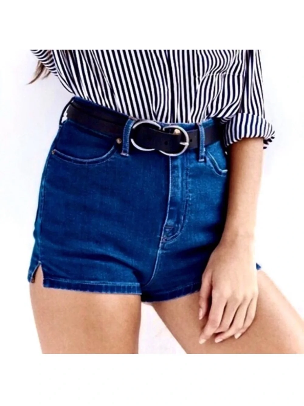 Urban Outfitters BDG Spade Pin-Up Denim High Rise Mini Side Slit Jean Shorts